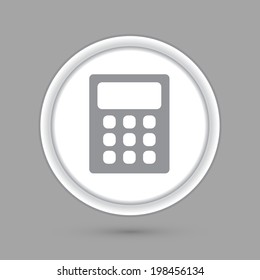  calculator. office sign. circle  icon with a shadow.
