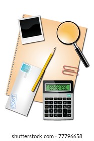 Calculator and office supplies