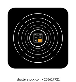 calculator on a black background with white circles, vector, EPS 10