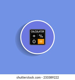 calculator on a blue background with shadow
