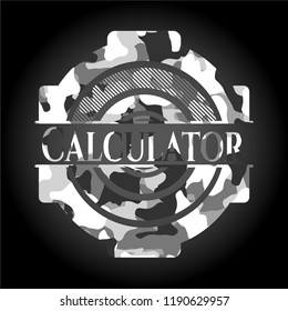 Calculator on grey camo texture