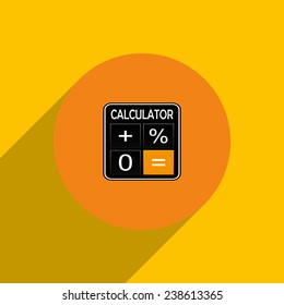 calculator on an orange background with shadow, vector, EPS 10