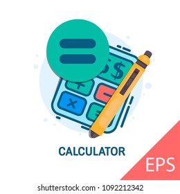 Calculator. Onboarding screen for mobile apps. Thin line flat for web. Vector modern line design illustration icon