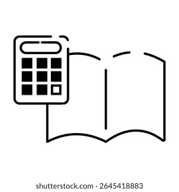 Calculator and open notebook icon illustration