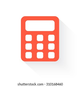 calculator in orange with drop shadow on white