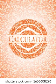 Calculator orange mosaic emblem with background