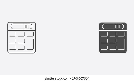 Calculator outline and filled vector icon sign symbol