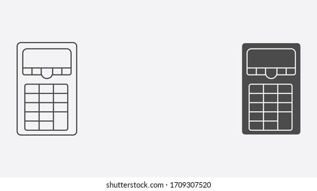 Calculator outline and filled vector icon sign symbol