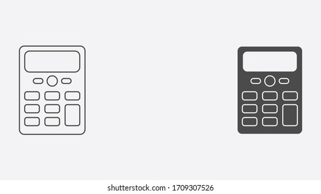 Calculator outline and filled vector icon sign symbol