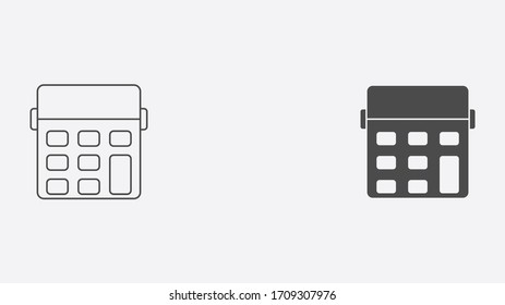 Calculator outline and filled vector icon sign symbol