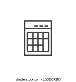 Calculator outline icon. linear style sign for mobile concept and web design. Calculate simple line vector icon. Symbol, logo illustration. Pixel perfect vector graphics