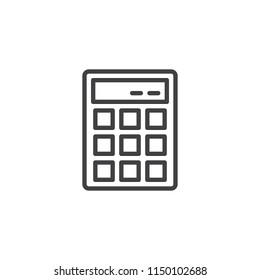 Calculator outline icon. linear style sign for mobile concept and web design. Accounting simple line vector icon. Symbol, logo illustration. Pixel perfect vector graphics