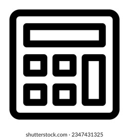 Calculator in outline icon. Mathematics, maths, accounting, education