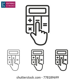 Calculator - outline icon on white background. Editable stroke. Vector illustration