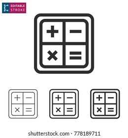 Calculator - outline icon on white background. Editable stroke. Vector illustration