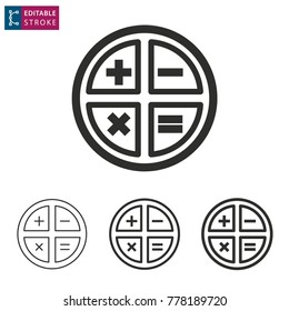 Calculator - outline icon on white background. Editable stroke. Vector illustration