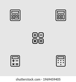 calculator outline icon set isolated vector illustration