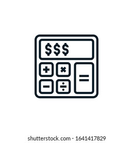 Calculator outline icons. Vector illustration. Editable stroke. Isolated icon suitable for web, infographics, interface and apps.