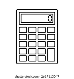 Calculator Outline style, digital calculator for financial calculations, ideal for accounting visuals and tax preparation graphics