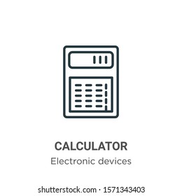 Calculator outline vector icon. Thin line black calculator icon, flat vector simple element illustration from editable electronic devices concept isolated on white background