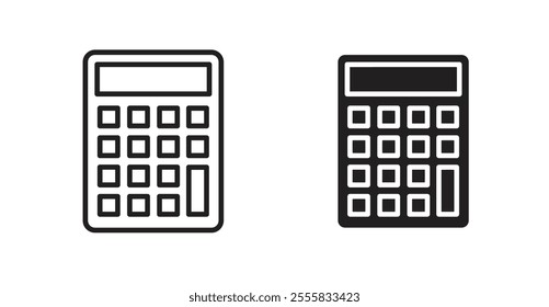 Calculator outlined and solid icon vector collection.