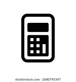 Calculadora. Ícone de vetor de traçado com contorno e detalhes preenchidos em preto.