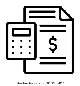 Calculator With Paper, Budget Accounting Icon