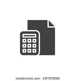 Calculator and paper document vector icon. filled flat sign for mobile concept and web design. Budget accounting glyph icon. Symbol, logo illustration. Pixel perfect vector graphics - Shutterstock ID 1397078585