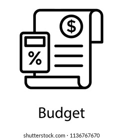 Calculator with paper having dollar sign, Budget calculation