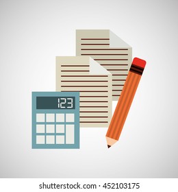 calculator paper pencil isolated, vector illustration eps10