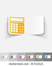 calculator paper sticker with shadow. Vector illustration