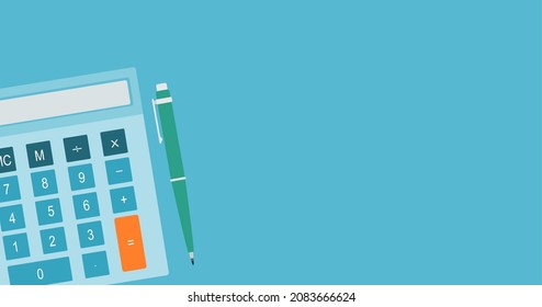 Calculator in pastel tones. Vector illustration. Banking and calculating banner background