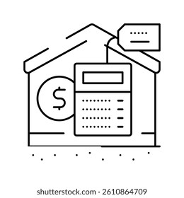 calculator payment property estate home line icon vector. calculator payment property estate home sign. isolated contour symbol black illustration