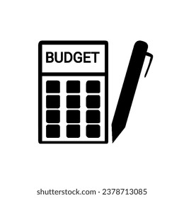 calculator and pen icon about budget, finance and marketing.
