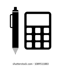 calculator and pen icon vector.