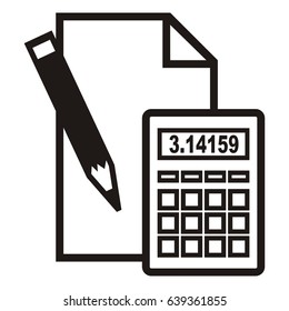 calculator and pen, vector icon