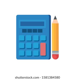 Calculator and pencil design, Tool mathematics finance device electronic education and office theme Vector illustration