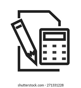 Calculator, pencil, notepad icon vector image. Can also be used for banking, finance, business. Suitable for web apps, mobile apps and print media.