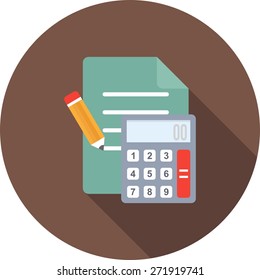 Calculator, pencil, notepad icon vector image. Can also be used for banking, finance, business. Suitable for web apps, mobile apps and print media.