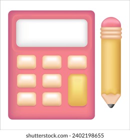 calculator and pencil. School element vector