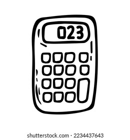 Calculator percent doodle black white isolated hand drawing