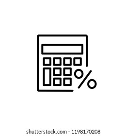 calculator with percent sign line black icon