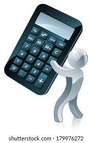 Calculator person conceptual illustration of a figure holding a calculator