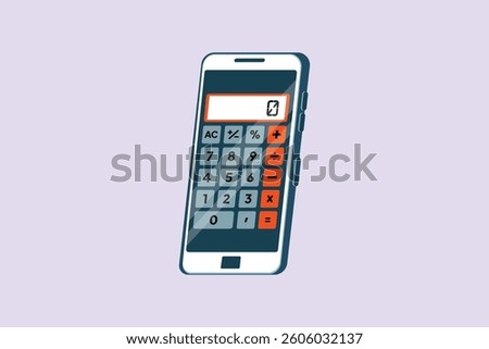Calculator phone. Calculator Concept. Colored flat vector illustration isolated