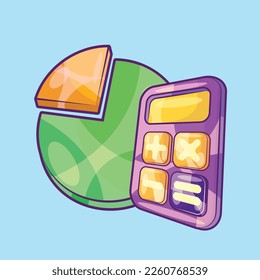 Calculator with Pie Chart Graph Vector. Business and Financial Item Illustration