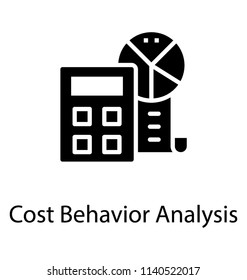 A calculator and pie chart are placed aside depicting cost behavior analysis 