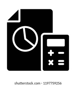 Calculator with the pie chart is representing audit report 