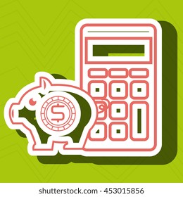 calculator and piggy isolated icon design, vector illustration  graphic 
