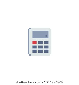 Calculator pixel art icon. Flat style. Design for mobile app, web, logo.   Isolated abstract illustration. Game assets 8-bit sprite.