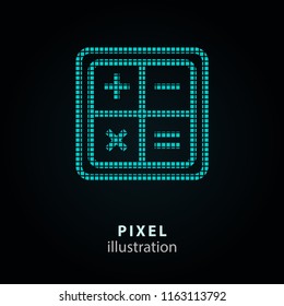 Calculator - pixel icon. Vector Illustration. Design logo element. Isolated on black background. It is easy to change to any color.